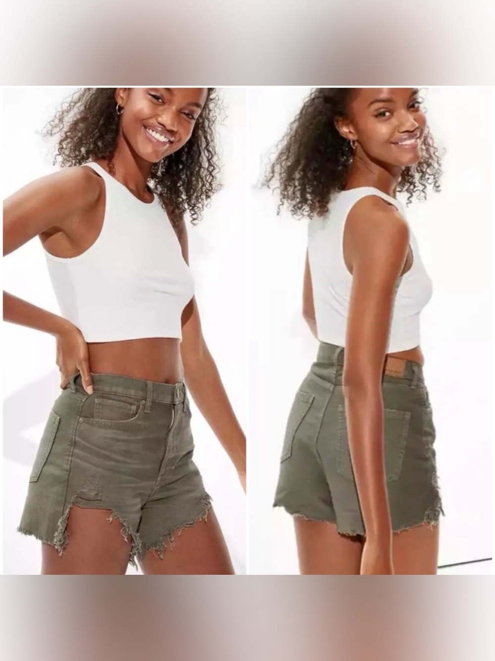 New! American Eagle Outfitters Highest Rise Mom Shorts Destroyed Womens Size 12